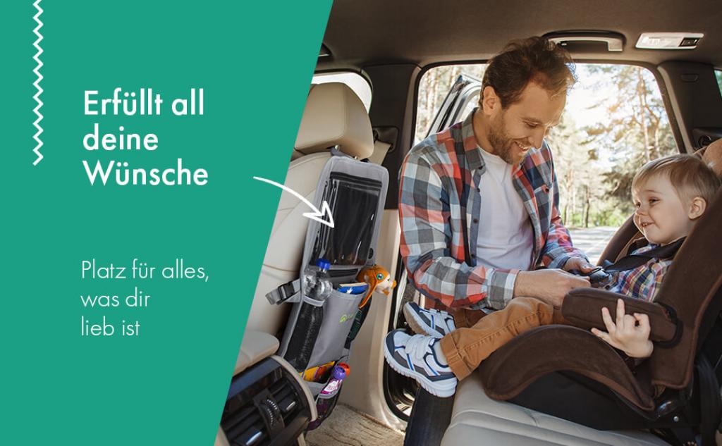 Fioly Organizer Tasche für KFZ Kopfstütze Kind Baby Stauraum für Autositz, Rücksitztasche