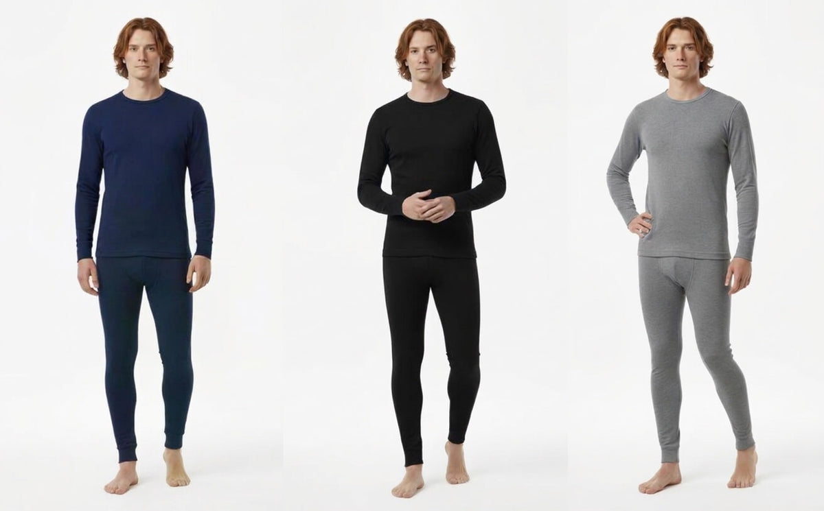 Gaubert Herren Thermo-Unterwäsche Set , Größe M - XXL – Merinowolle, Atmungsaktiv, Temperaturregulierend & Geruchshemmend - Schwarz