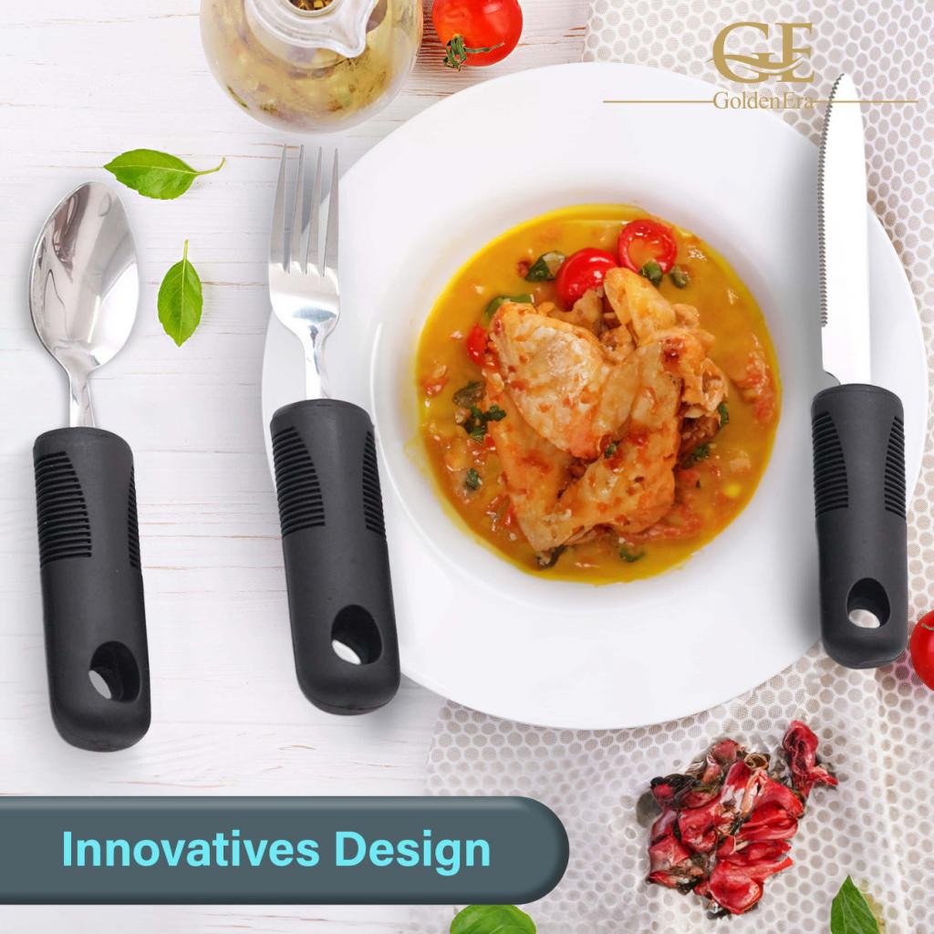 Dummy - GoldenEra biegsames Essbesteck Supergrip Biegbar für Senioren mit extra großen Griffen