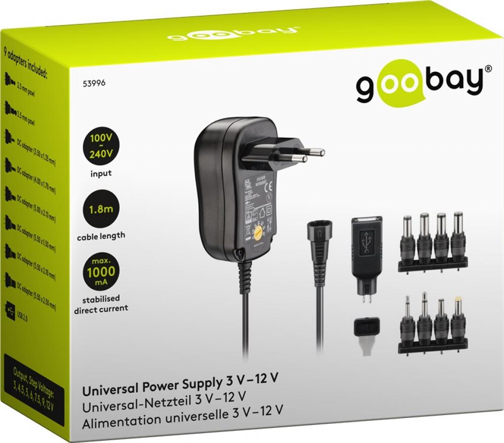 EcoFriendly Universal Netzteil 1000 mA 3-12 V mit 8 DC + 1 USB Adapter Netzstecker
