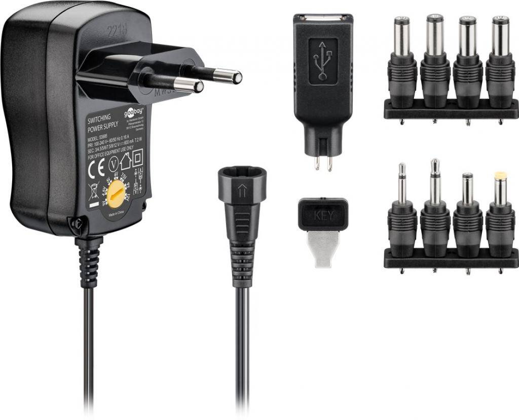 EcoFriendly Universal Netzteil 600 mA 3-12 V mit 8 DC + 1 USB Adapter Netzstecker