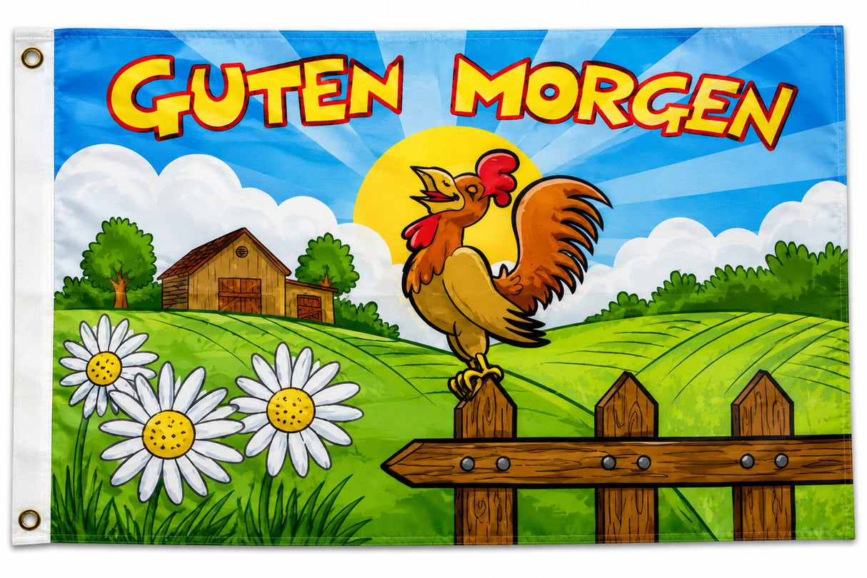 Flagge GUTEN MORGEN 90 x 150cm mit 2 Messingösen