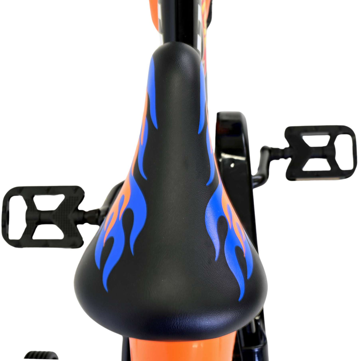 Volare Hot Wheels 14 Zoll Kinderfahrrad für Jungen - in Schwarz, Orange und Blau