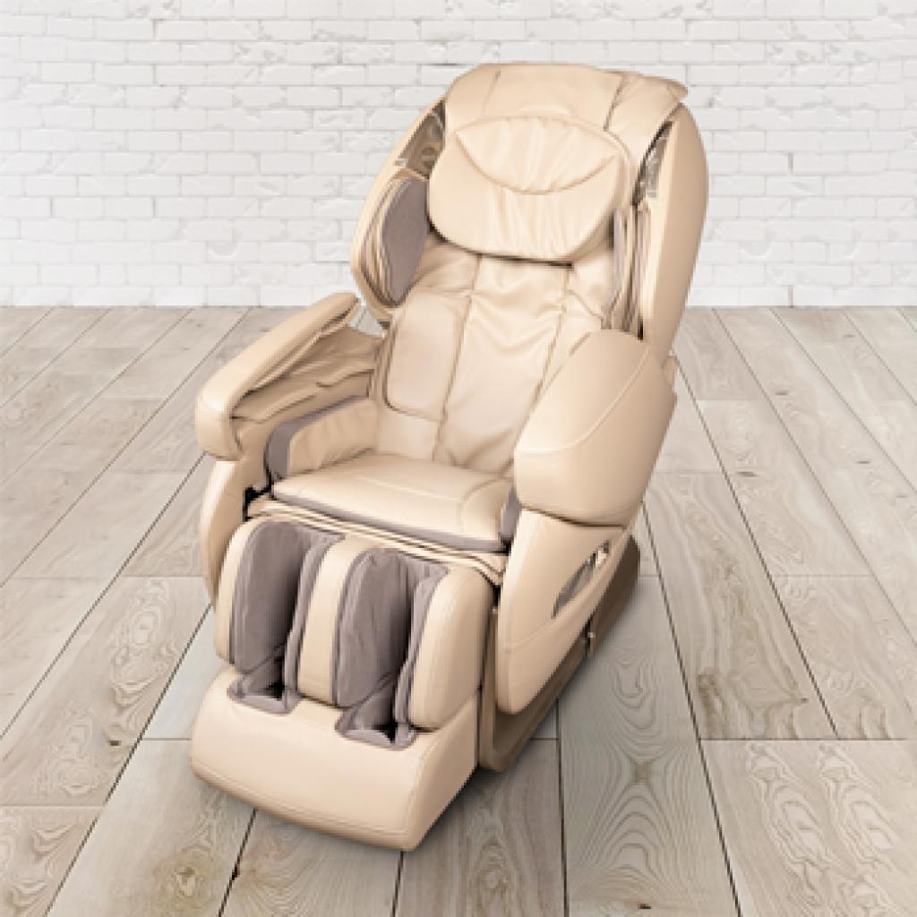 PureHaven Massage-Sessel Knet- und Klopfmassage Heizfunktion Bluetooth USB Sprachsteuerung beige PU-Leder Fuß- Rücken- und Gesäßmassage