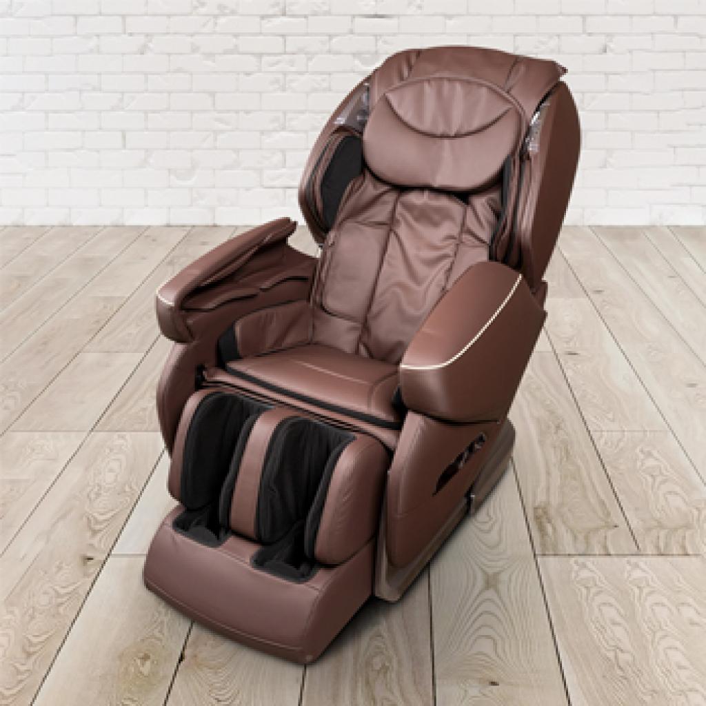 PureHaven Massage-Sessel Knet- und Klopfmassage Heizfunktion Bluetooth USB Sprachsteuerung braunes PU-Leder Fuß- Rücken- und Gesäßmassage