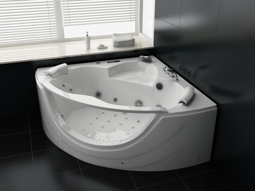 PureHaven Whirlpool MILANO 150x150 cm elegantes Design Heizung Lichttherapie Soundsystem Reinigungsprogramm Bluetooth-Soundsystem