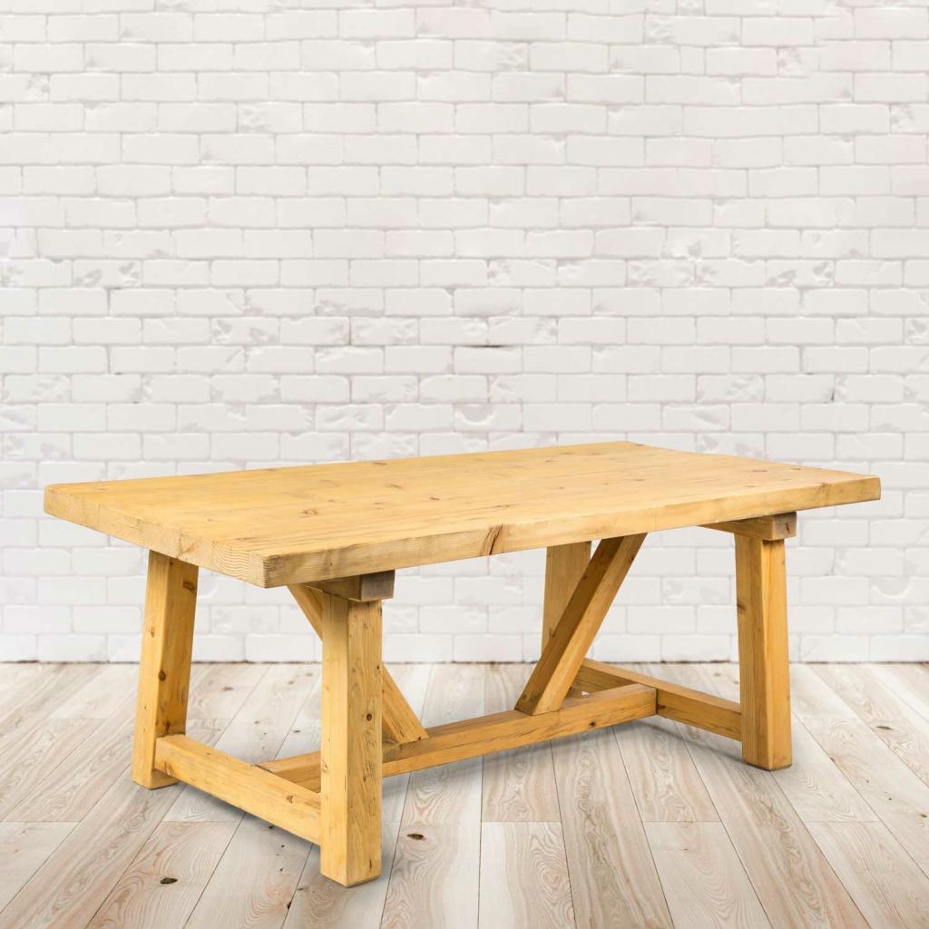 PureHaven Rustikaler Massivholztisch 200x100x76 cm Esstisch Vollholz Unikat handgefertigt Kiefer Vintage stabil und standsicher Landhausstil
