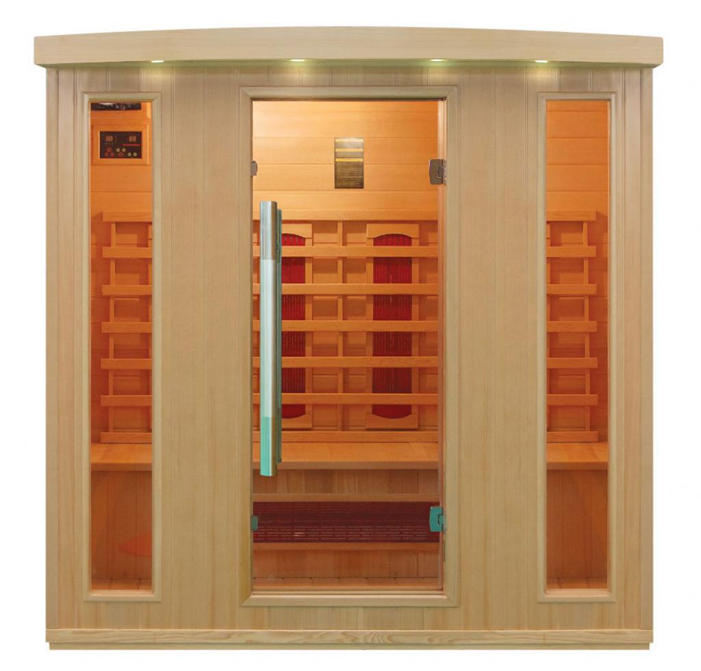 PureHaven Infrarotkabine 175x120x190 cm aus kanadischem Hemlock-Holz Bluetooth-Soundsystem Timer Lichttherapie in 4 Farben digitale Steuerung