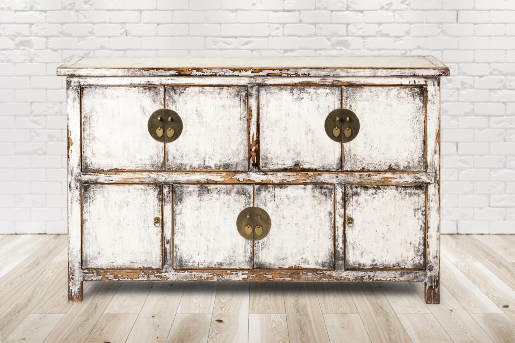 PureHaven Kommode 170x43x104 cm im Vintage Style aus Vollholz handgefertigt stilvolles Design Kieferholz standsicher und stabil