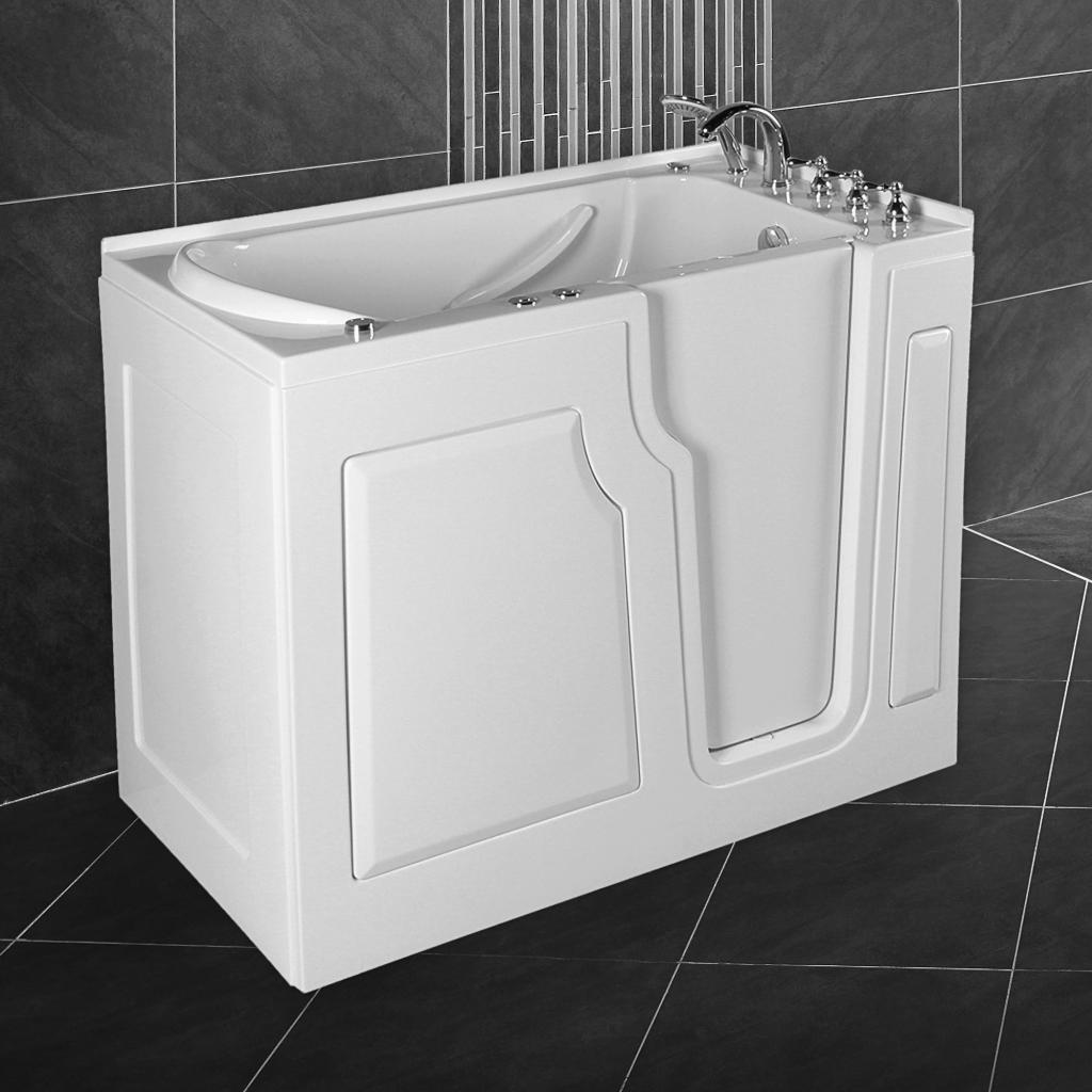 PureHaven Seniorenbadewanne 122x71 cm mit Whirlpool-Funktion Wasserdüsen integrierter Tür für leichten Einstieg pflegeleichte Oberfläche