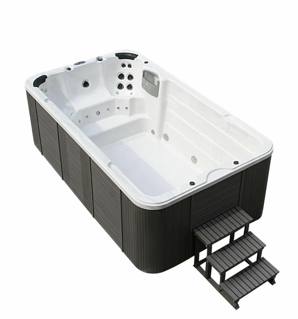 PureHaven Swim Spa 400x230x131 cm Gegenstromanlage und Swim Jets 21 Hydromassagedüsen UV-Wasseraufbereitung Ozondesinfektion Farblicht 4250 L