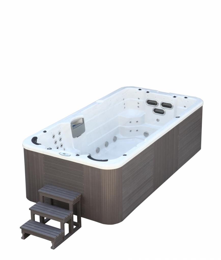 PureHaven Swim Spa 445x230x131 cm für bis zu 8 Personen UV-Wasseraufbereitung Doppelfilter-System verstellbarer Wasserfall 5100 L