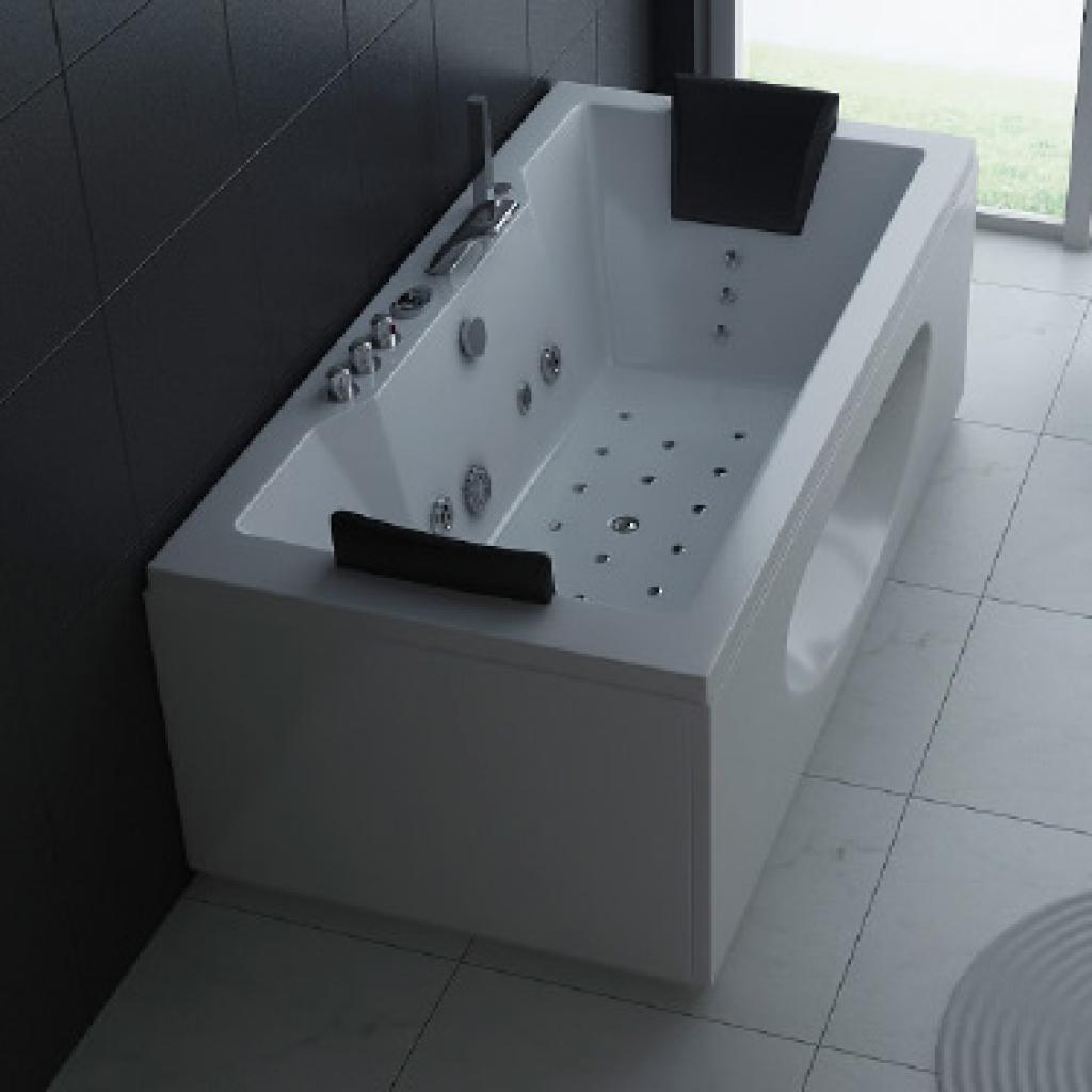 PureHaven Whirlpool 180x90 cm Heizung Reinigungsprogramm & Lichttherapie Wasserfall Bluetooth-fähiges Soundsystem