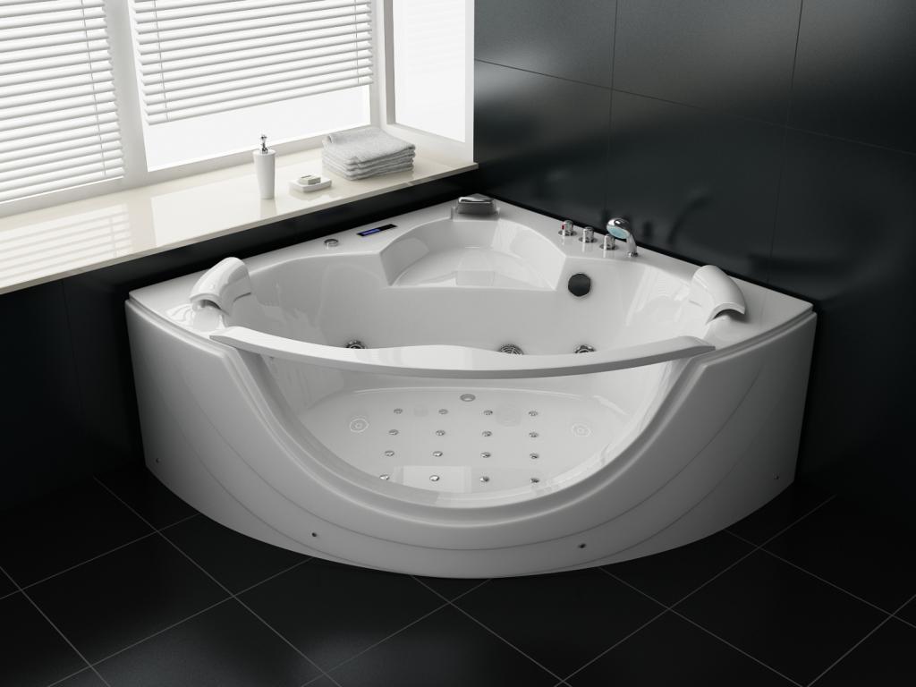 PureHaven Whirlpool MILANO 150x150 cm elegantes Design Heizung Lichttherapie Soundsystem Reinigungsprogramm Bluetooth-Soundsystem