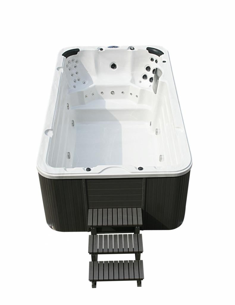 PureHaven Swim Spa 400x230x131 cm Gegenstromanlage und Swim Jets 21 Hydromassagedüsen UV-Wasseraufbereitung Ozondesinfektion Farblicht 4250 L