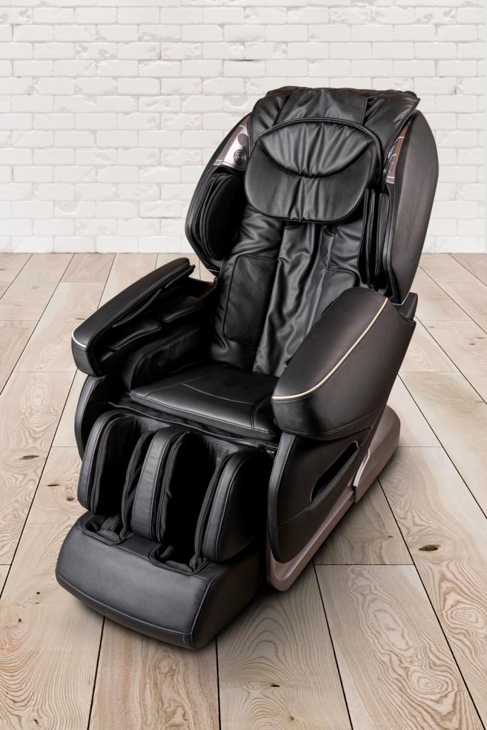 PureHaven Massage-Sessel Knet- und Klopfmassage Heizfunktion Bluetooth USB Sprachsteuerung schwarzes PU-Leder Fuß- Rücken- und Gesäßmassage