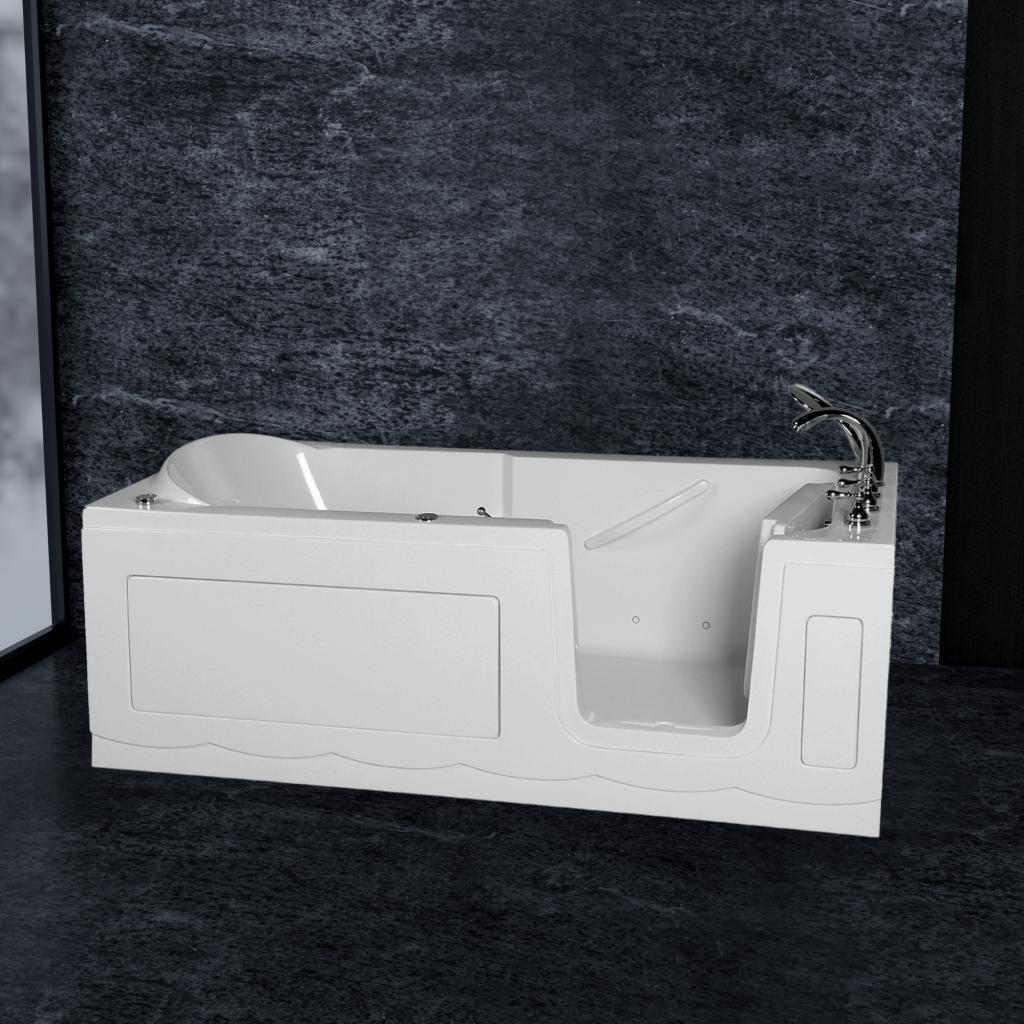 PureHaven Seniorenbadewanne 150x75 cm Sitz- und Whirlpool mit Massagedüsen integrierte Tür für leichten Einstieg pflegeleichte Oberfläche