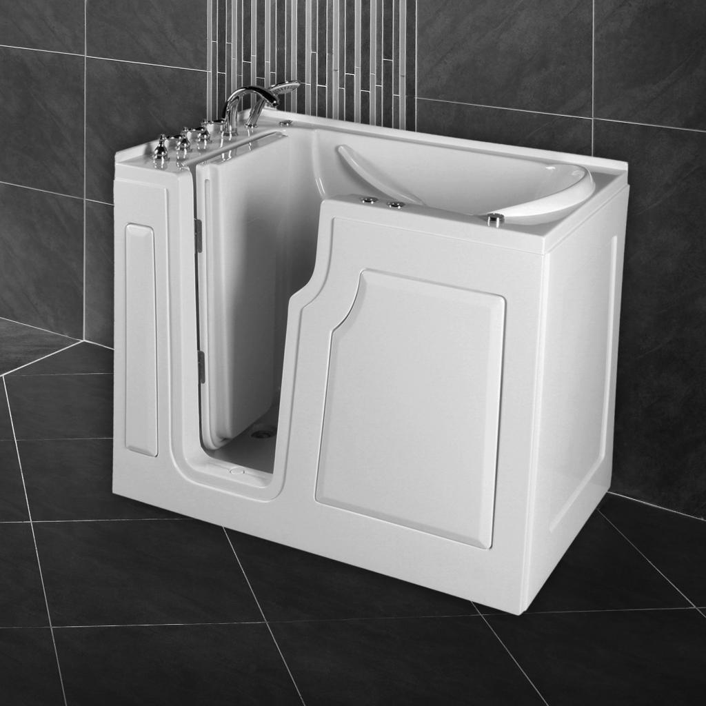 PureHaven Seniorenbadewanne 122x71 cm mit Whirlpool-Funktion Wasserdüsen integrierter Tür für leichten Einstieg pflegeleichte Oberfläche