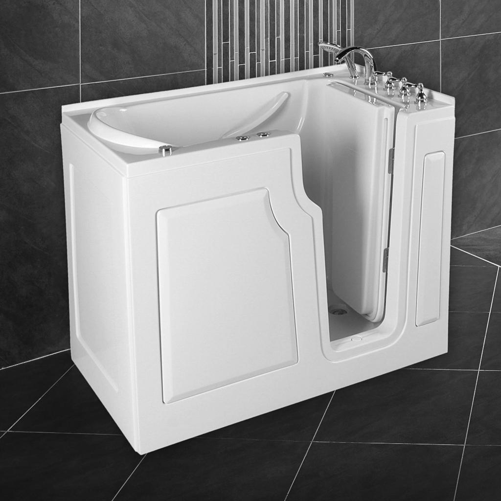 PureHaven Seniorenbadewanne 122x71 cm mit Whirlpool-Funktion Wasserdüsen integrierter Tür für leichten Einstieg pflegeleichte Oberfläche