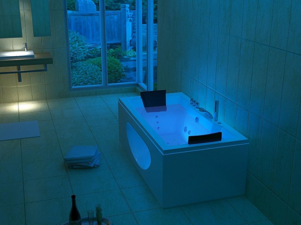 PureHaven Whirlpool 180x90 cm Heizung Reinigungsprogramm & Lichttherapie Wasserfall Bluetooth-fähiges Soundsystem