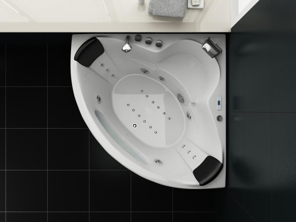 PureHaven Whirlpool 138x138 cm elegantes Design Heizung Lichttherapie Soundsystem Reinigungsprogramm Bluetooth-Soundsystem