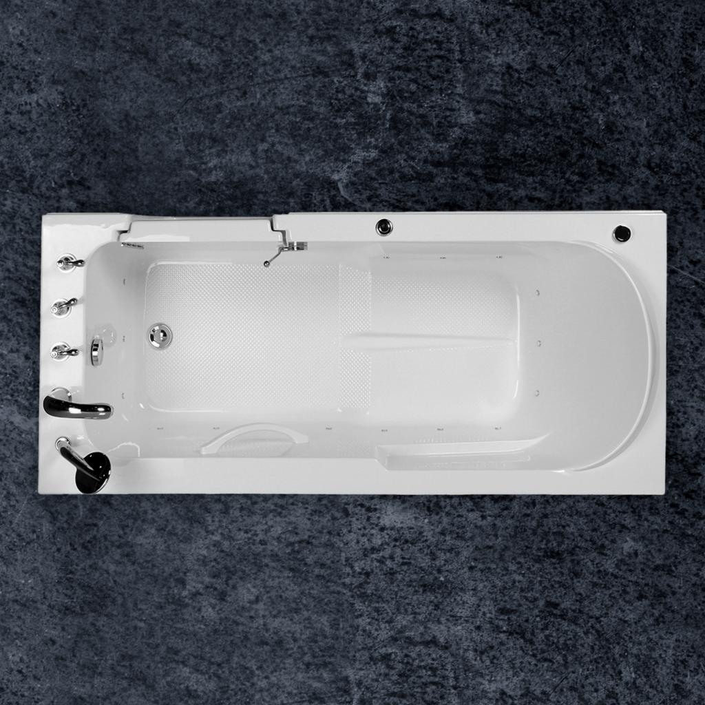 PureHaven Seniorenbadewanne 150x75 cm Sitz- und Whirlpool mit Massagedüsen integrierte Tür für leichten Einstieg pflegeleichte Oberfläche