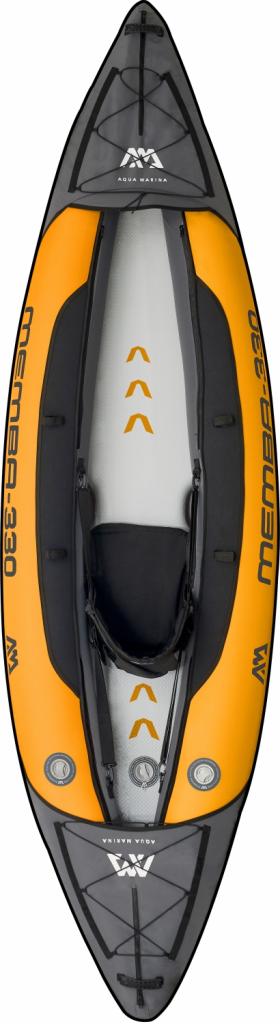 Aqua Marina Kajak 330x90 cm für 1 Person mit Luftsitz verstellbarer Lehne Transporttasche Reparaturset und Handpumpe strapazierfähig Orange/Anthrazit