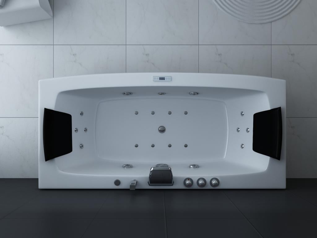PureHaven Whirlpool 160x80 cm Heizung Reinigungsprogramm & Lichttherapie elegantes Design Bluetooth-fähiges Soundsystem