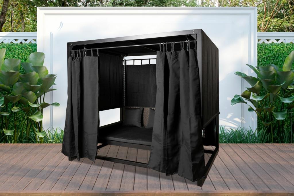 PureHaven Hollywoodschaukel für 4 Personen 236x180x210 cm Aluminiumrahmen Sitz- & Liegeposition mit Sitzauflage wasserabweisendes Sonnendach anthrazit