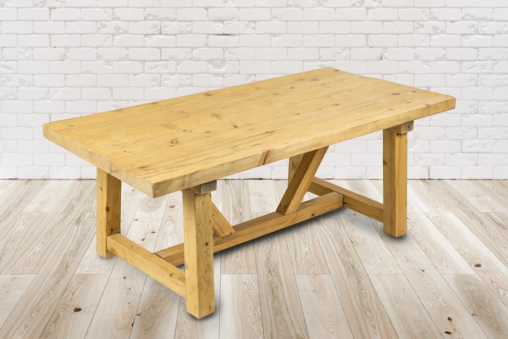 PureHaven Rustikaler Massivholztisch 200x100x76 cm Esstisch Vollholz Unikat handgefertigt Kiefer Vintage stabil und standsicher Landhausstil