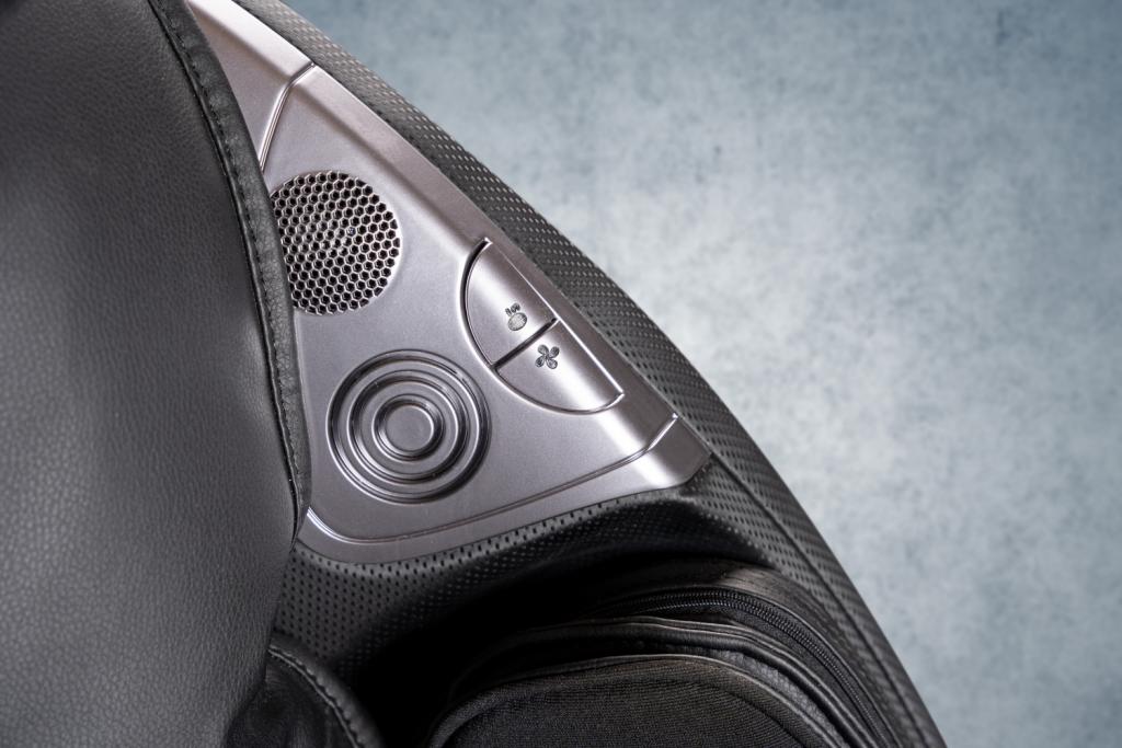 PureHaven Massage-Sessel Knet- und Klopfmassage Heizfunktion Bluetooth USB Sprachsteuerung schwarzes PU-Leder Fuß- Rücken- und Gesäßmassage