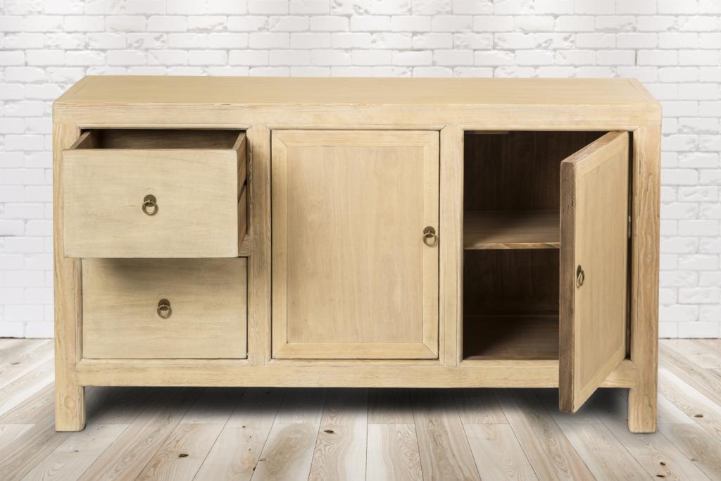 PureHaven Kommode 154x41x85 cm im Vintage Style aus Vollholz handgefertigt stilvolles Design Kieferholz standsicher und stabil