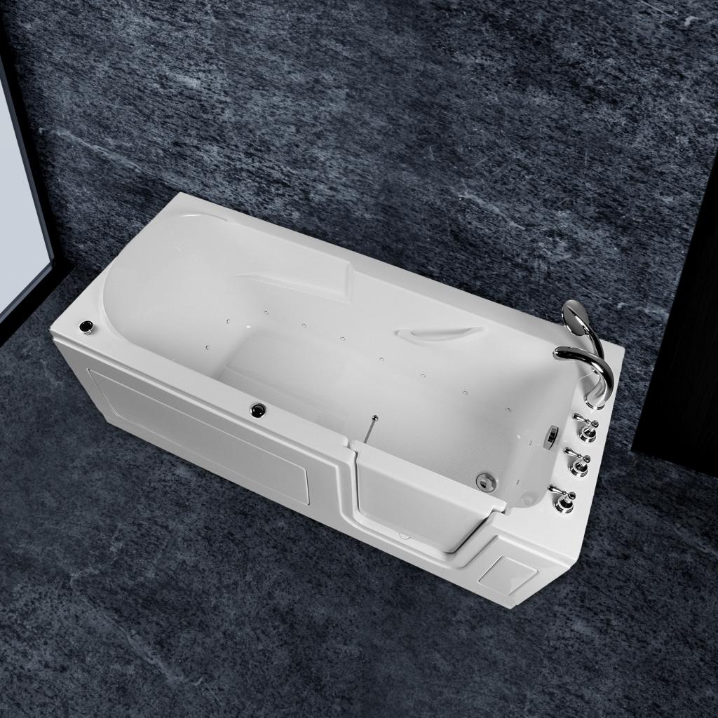 PureHaven Seniorenbadewanne 170x75 cm Sitz- und Whirlpool mit Massagedüsen integrierte Tür für leichten Einstieg pflegeleichte Oberfläche