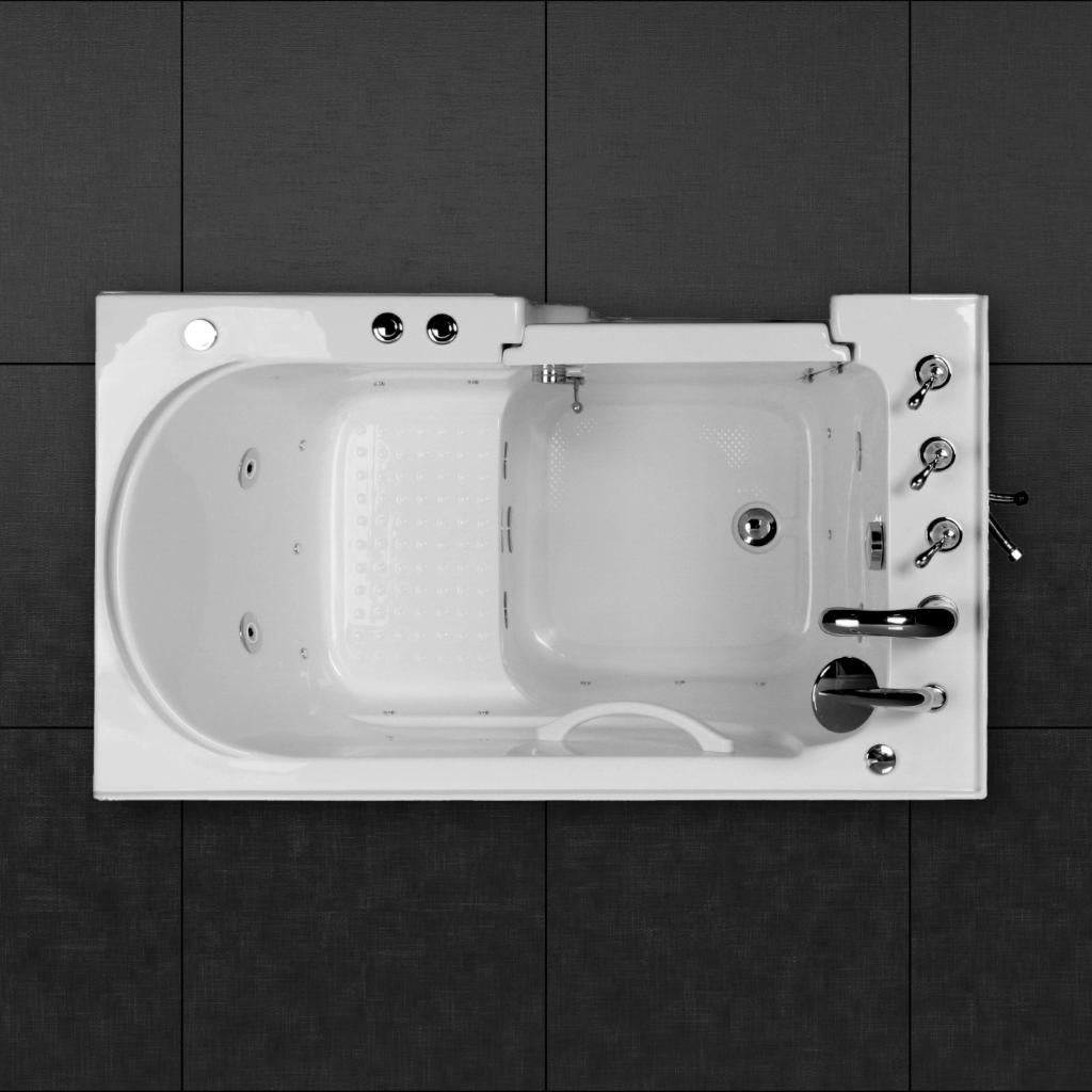 PureHaven Seniorenbadewanne 122x71 cm mit Whirlpool-Funktion Wasserdüsen integrierter Tür für leichten Einstieg pflegeleichte Oberfläche