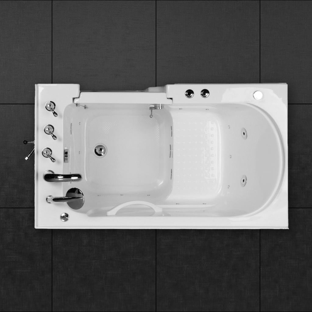 PureHaven Seniorenbadewanne 122x71 cm mit Whirlpool-Funktion Wasserdüsen integrierter Tür für leichten Einstieg pflegeleichte Oberfläche