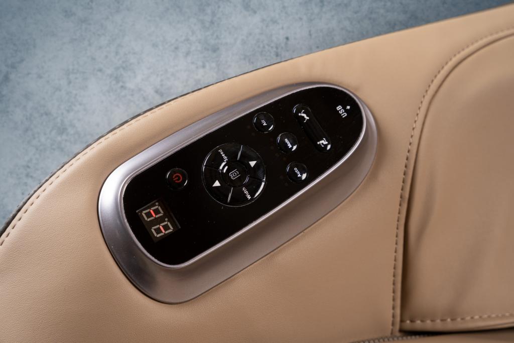 PureHaven Massage-Sessel 118x76x76 cm 6 Massagearten Rücken- Fuß- und Gesäßmassage einfache Bedienung Bluetooth-Funktion PU Leder in beige