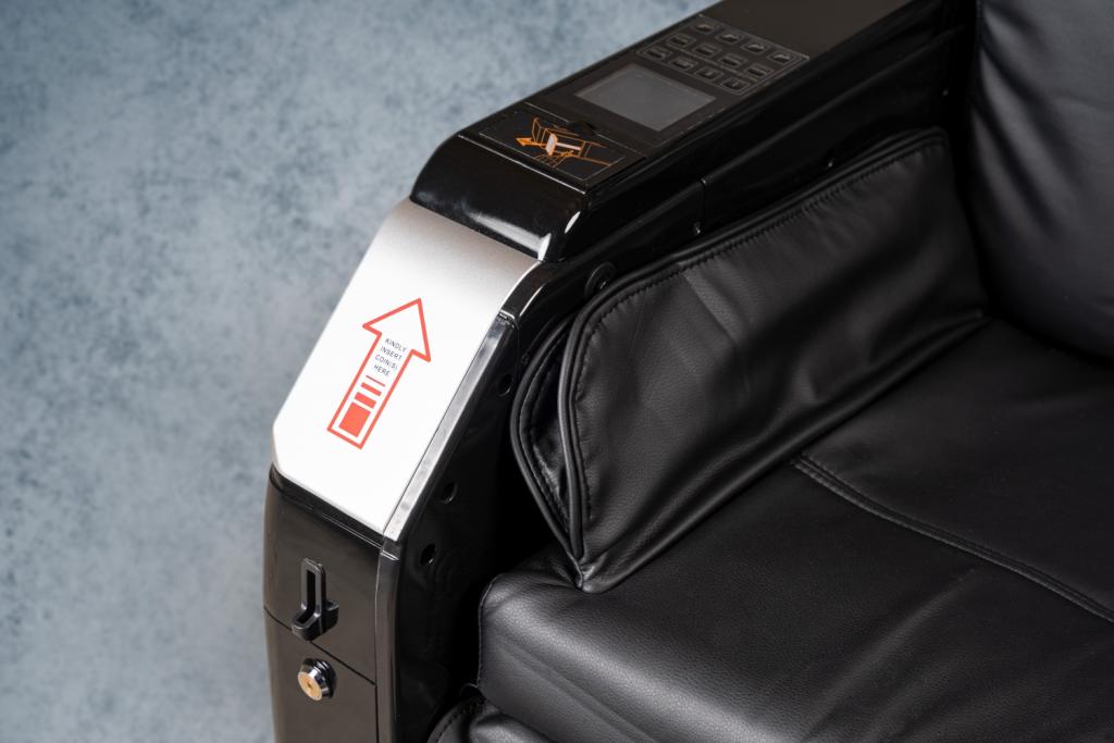 PureHaven Münz-Massage-Sessel 118x76x76 cm 6 Massagearten Rücken- Fuß- & Gesäßmassage einfache Bedienung energiesparend hochwertiges PU Leder Schwarz