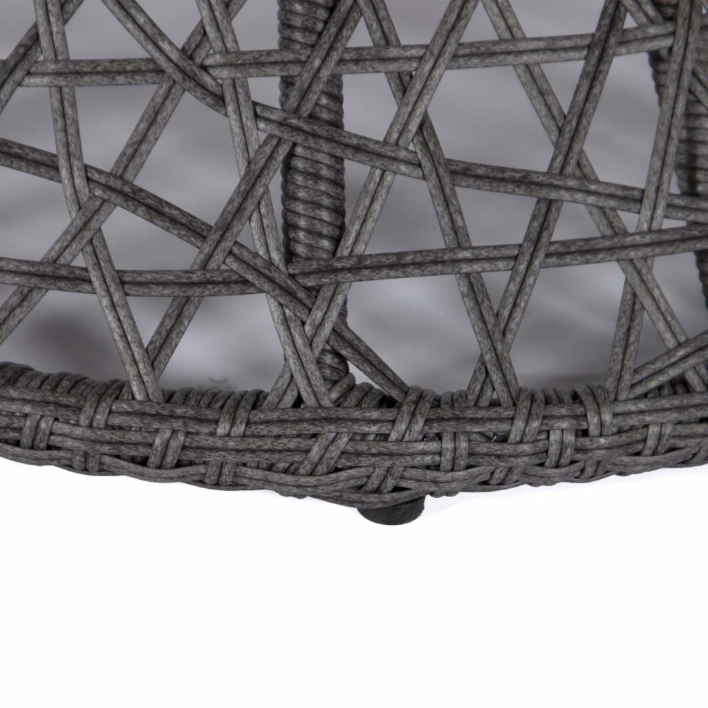 PureHaven Lounge Sessel 92x80x80,5 cm aus Rattan Rundkissen drehbar 360 Grad pflegeleicht elegantes Design verstellbare Kunststofffüßchen Grau/Grau