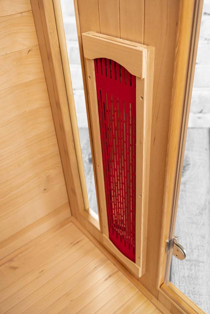 PureHaven Infrarotkabine 175x120x190 cm aus kanadischem Hemlock-Holz Bluetooth-Soundsystem Timer Lichttherapie in 4 Farben digitale Steuerung