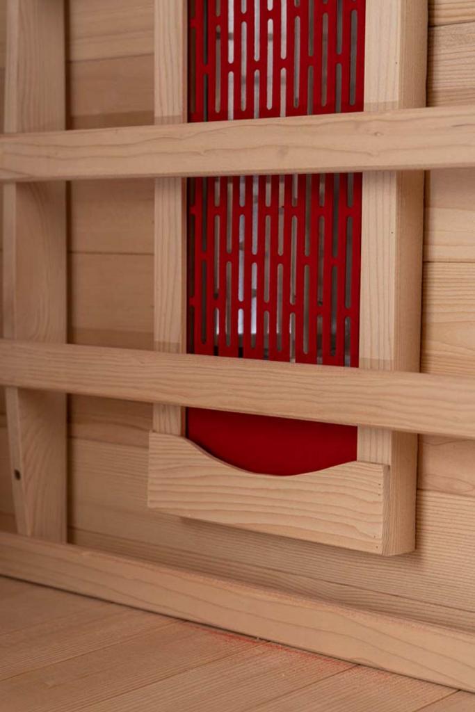 PureHaven Infrarotkabine 120x120x190 cm aus kanadischem Hemlock-Holz Bluetooth-Soundsystem Timer Lichttherapie in 4 Farben digitale Steuerung