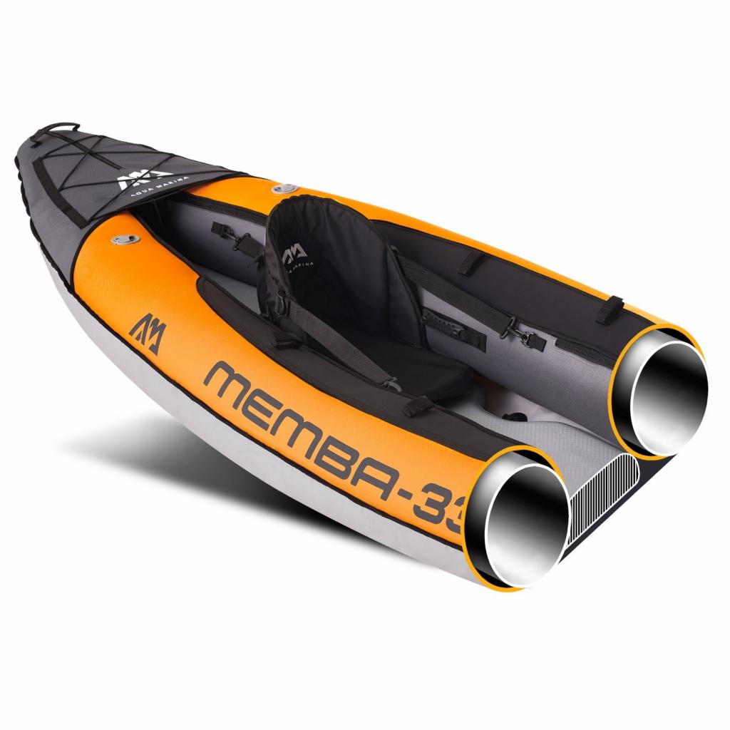 Aqua Marina Kajak 330x90 cm für 1 Person mit Luftsitz verstellbarer Lehne Transporttasche Reparaturset und Handpumpe strapazierfähig Orange/Anthrazit
