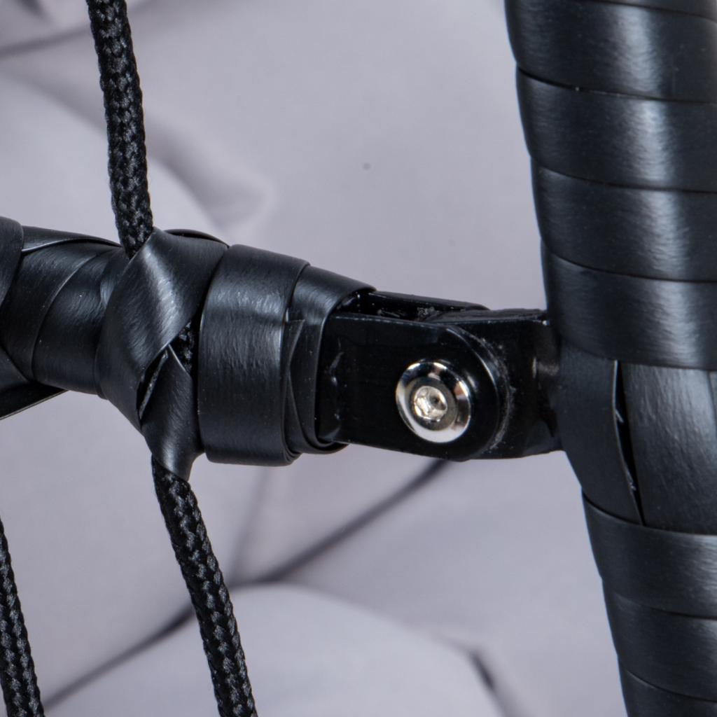 PureHaven Hängesessel für 2 Personen 130x120x200 cm Rattan-Kunststoffgeflecht mit Kissen wasserfest strapazierfähig gefederte Aufhängung grau/schwarz