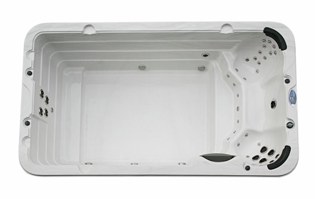 PureHaven Swim Spa 400x230x131 cm Gegenstromanlage und Swim Jets 21 Hydromassagedüsen UV-Wasseraufbereitung Ozondesinfektion Farblicht 4250 L