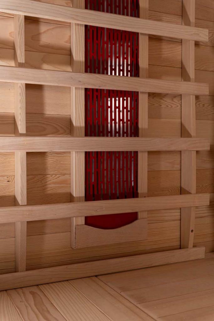 PureHaven Infrarotkabine 120x120x190 cm aus kanadischem Hemlock-Holz Bluetooth-Soundsystem Timer Lichttherapie in 4 Farben digitale Steuerung