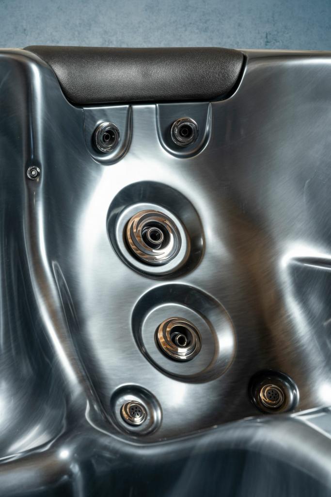 PureHaven American Outdoor-Whirlpool 215x215 cm für 5 Personen mit 53 Massagedüsen Heizung LEDs Thermoabdeckung Ozondesinfektion Pearl Shadow/Grau