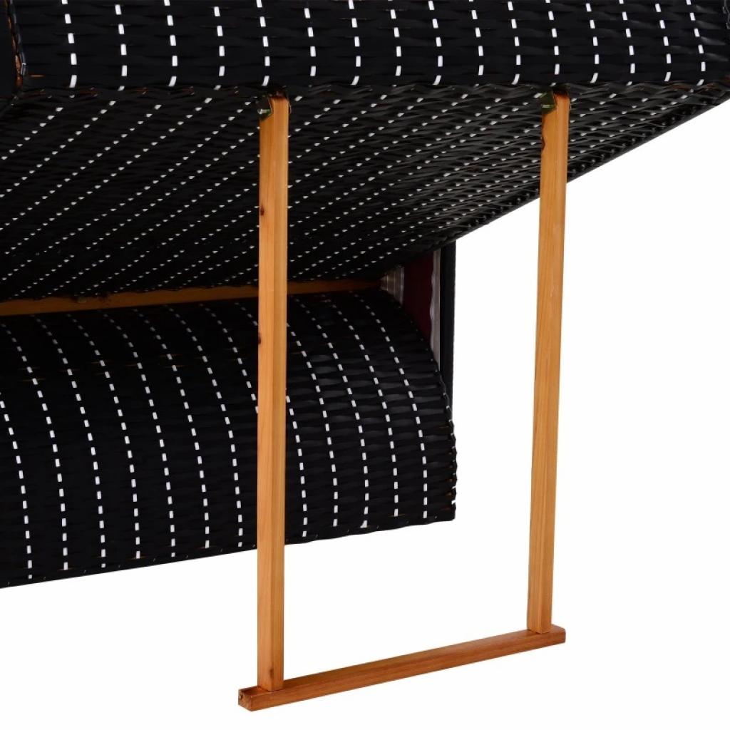 PureHaven Strandkorb 118x79x150 cm für 2 Personen inkl. Rücken- und Sitzkissen verstellbare Rückenlehne Klapptische und Fußstützen rose