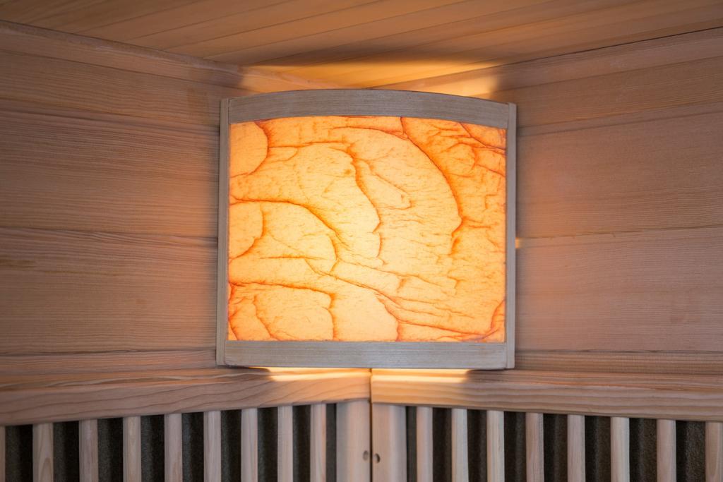 PureHaven Infrarotsauna 160x210x200 cm für 6 Personen Saunaofen aus kanadisches Hemlock-Tannenholz Thermometer Schöpfkelle Saunasteine