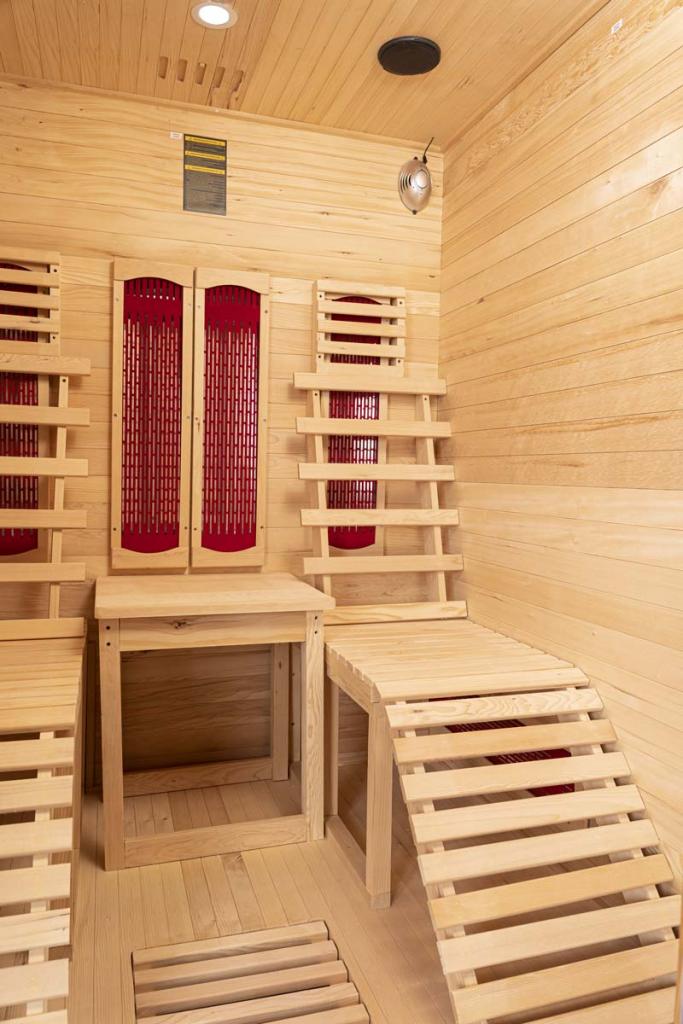 PureHaven Infrarotkabine für 2 Personen 150x150x190 cm Hemlock-Tanne Tiefenwärmestrahler Bluetooth Soundsystem Farblichttherapie Timer Ozonreinigung