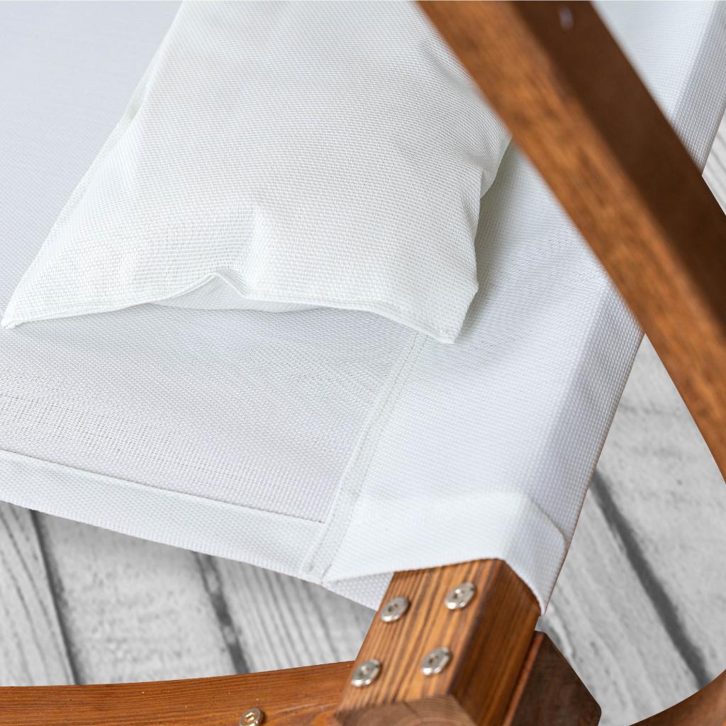 PureHaven Loungebett mit Sonnendach 220x84x135cm für 1 Person massiv Holzrahmen Kopfkissen Gartenliege langlebig witterungsbeständig Farbe Creme