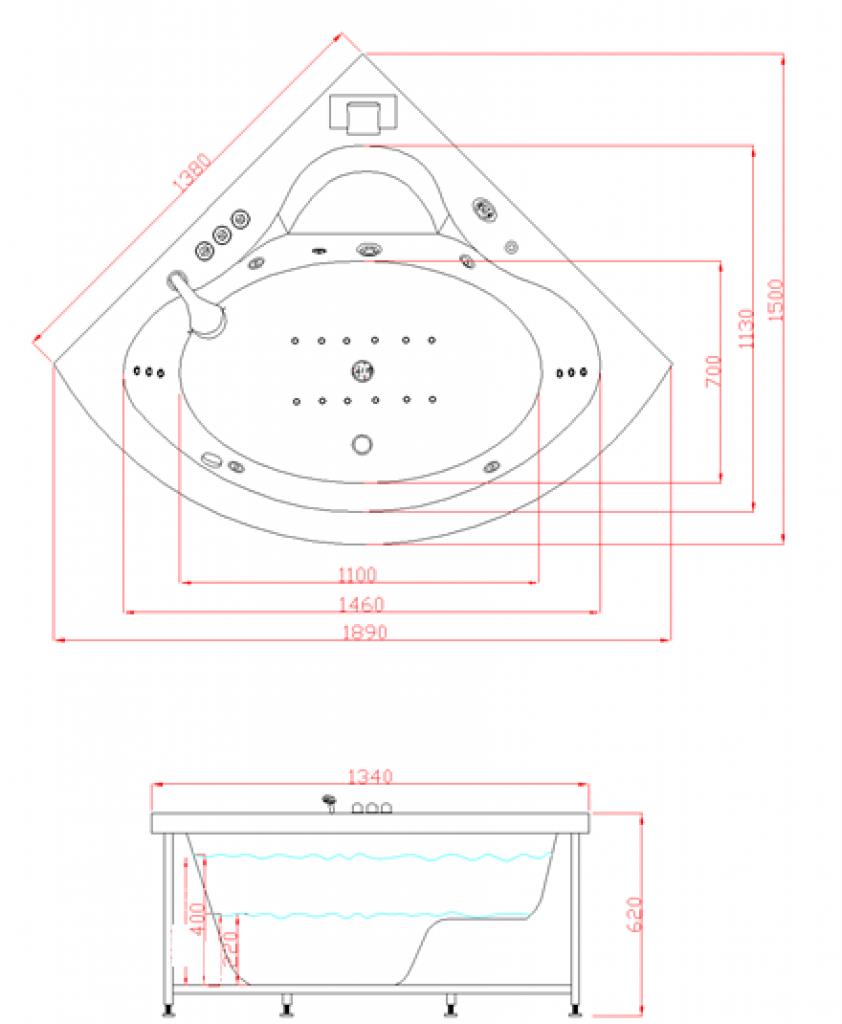 PureHaven Whirlpool 138x138 cm elegantes Design Heizung Lichttherapie Soundsystem Reinigungsprogramm Bluetooth-Soundsystem